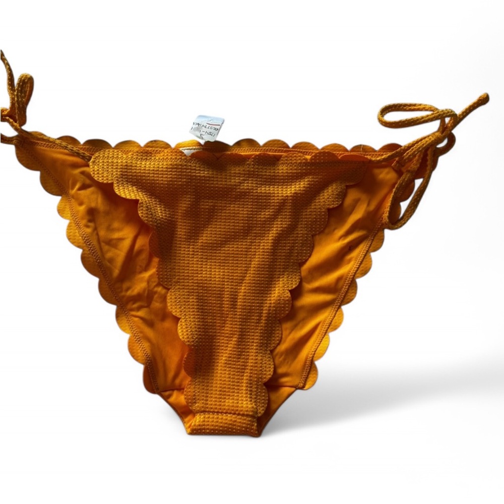Aerie Yellow Scalloped Tie Bikini Bottom